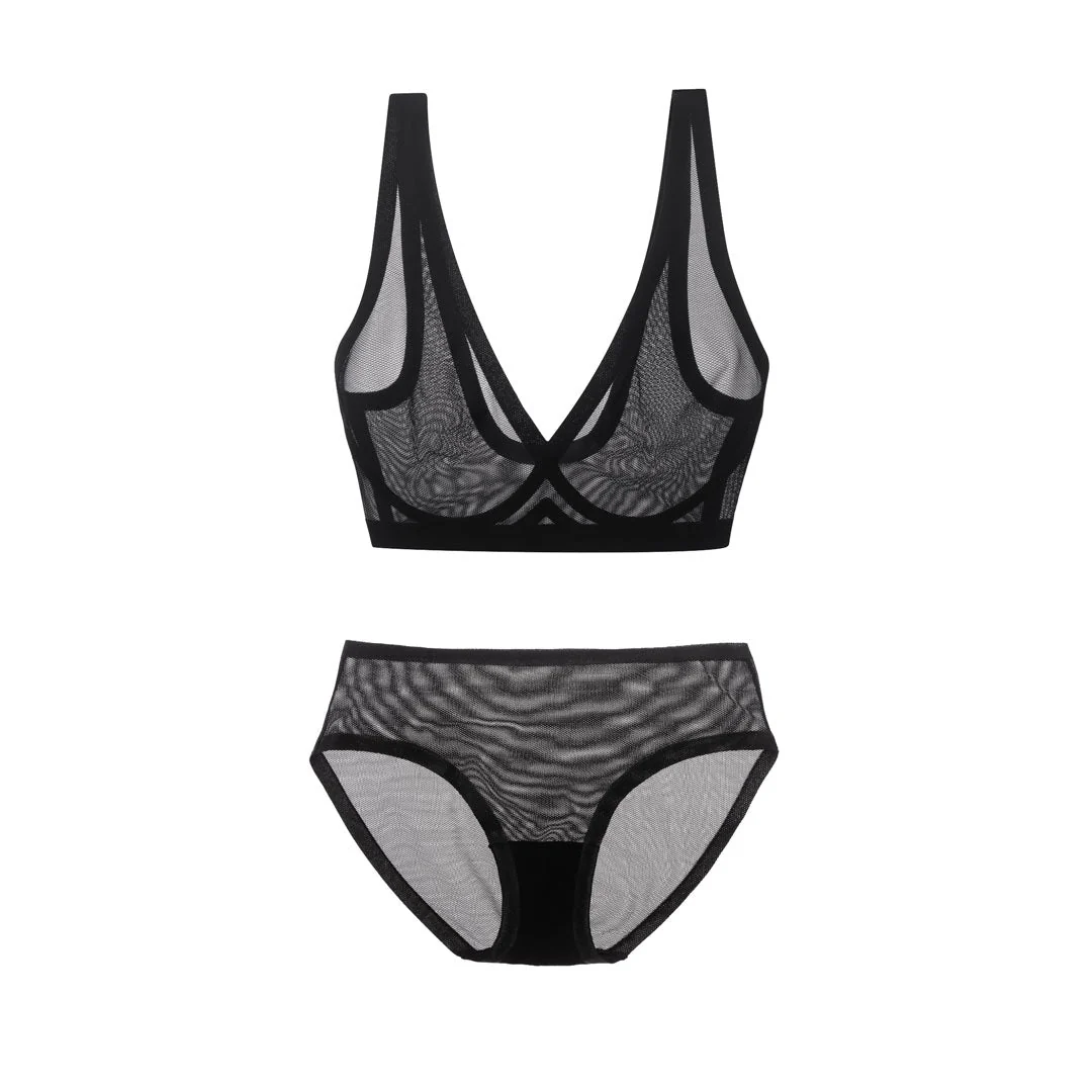 Black Sheer Bralette and Brief Set - Image 8